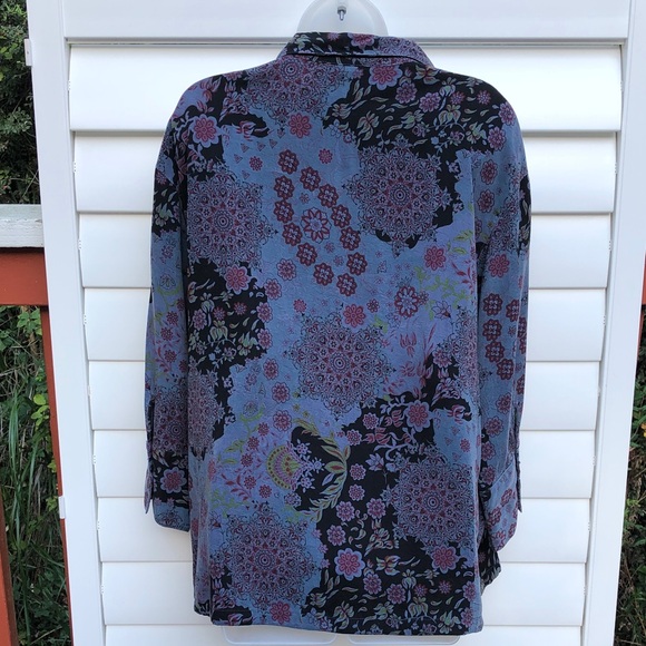 Tianello Blue and Purple Floral Button Down Shirt - Picture 8 of 12